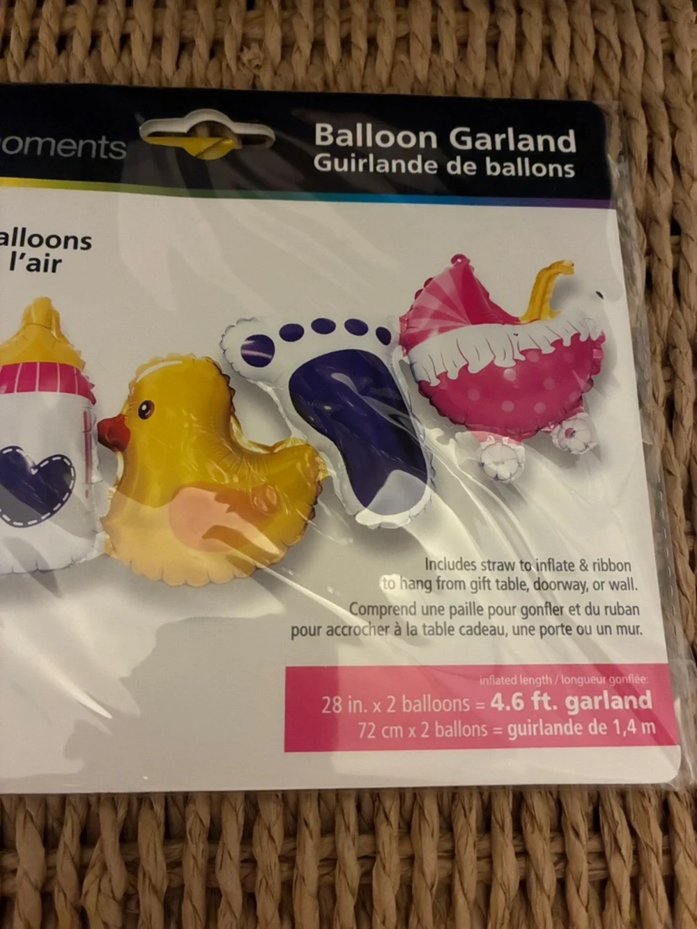 Rainbow Moments Pink Baby-Themed Balloon Garland